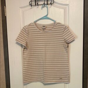 Anne Klein Cream and Gold Striped Blouse